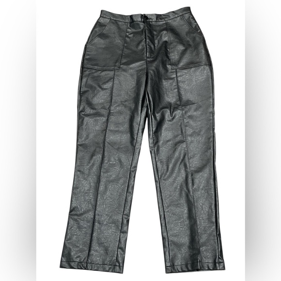 PRINCESS POLLY ENCORE Black Faux Leather Women's Straight Leg Pants Size 8 - Picture 3 of 8